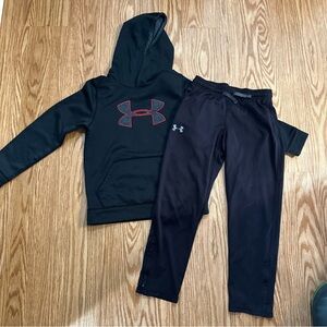 Under Armour Black Hoodie and Pants with Red Logo